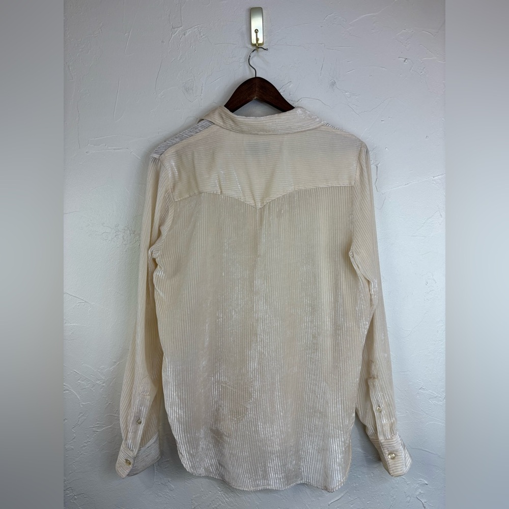 OFFICINE GENERALE $515 Designer Velvet Silk Corduroy Shirt Blouse Top Button Up - Picture 11 of 15
